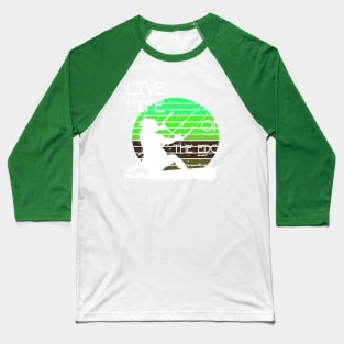 Vintage Sunset Retro Sunrise White Kitesurfer Silhouette 3 Baseball T-Shirt